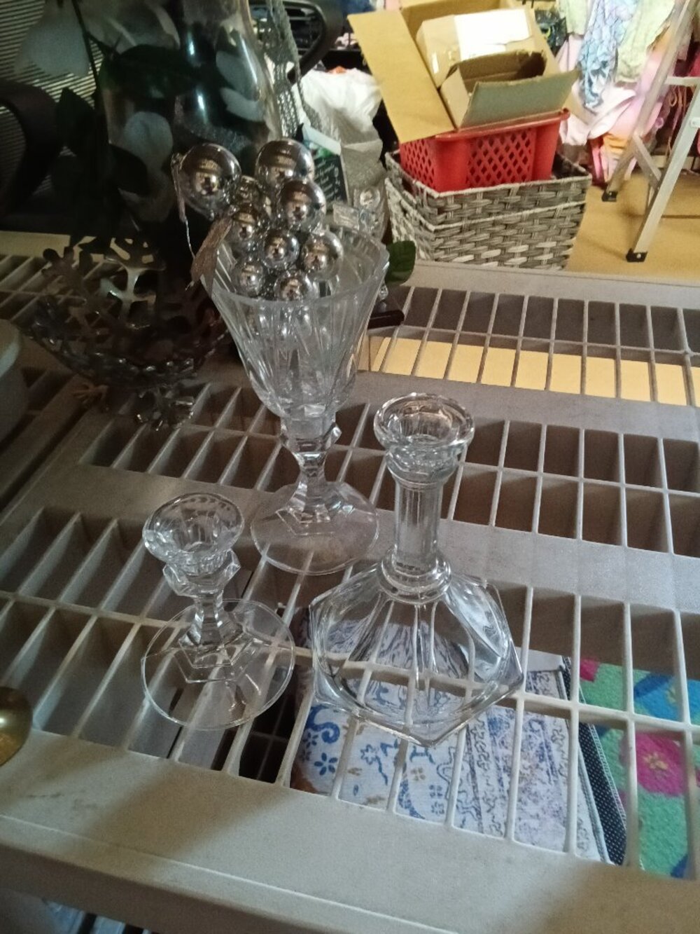 Elegant Crystal Glass Candlestick Set with Decanter